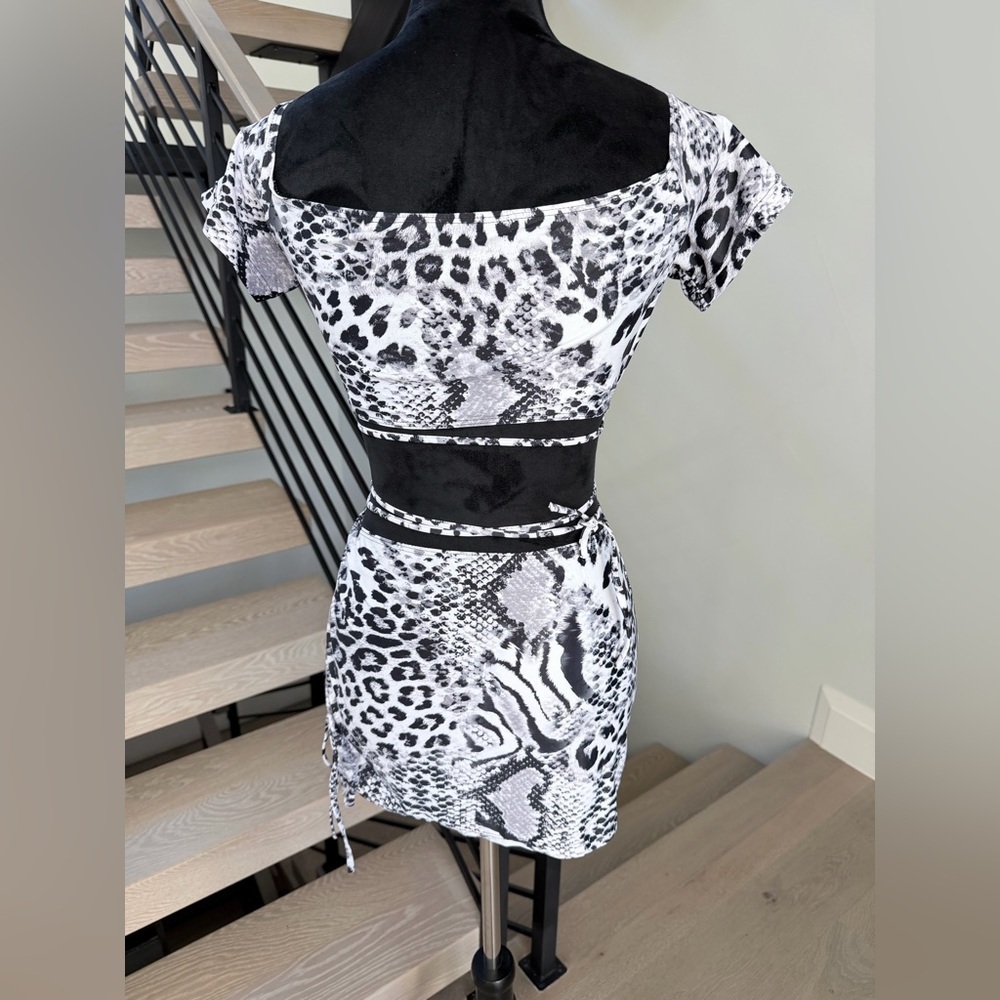 New Snake Print Off-Shoulder 3 piece Swimsuit Swimwear Bikini Beach Set size S - Picture 5 of 7